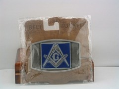 Men&rsquo;s Blue & Silver Framed Mason Belt Buckle