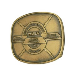 Solid Brass Belt Buckle Western Mining Electrical 1983 Indiana Metal Craft USA