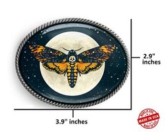 Alchemy Belt Buckle – Celestial Death Head Moth Handmade Silver Buckle – 155-5