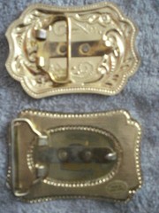 VINTAGE LOT OF 2 1970&rsquo;s WESTERN STYLE GOLD-TONED OVAL BELT BUCKLES