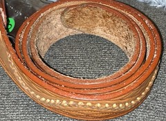 Black Agate Cabochon Stone Buckle & Leather Belt Silver Tone Accents Size 46