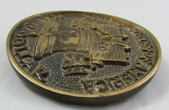 Vintage Solid Brass American Half Dolar Liberty Bell Patriotic Belt Buckle #873