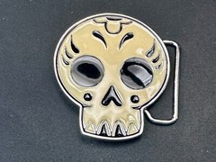 White Skull Mexican Katrina Dia De Muertos Day Of The Dead Cutout Belt Buckle