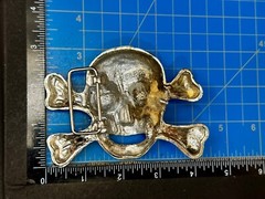 Skull And Crossbones – Silver & Black Enameled Cutout Belt Buckle By Fl&R