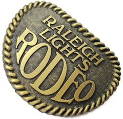 Raleigh Lights Rodeo Belt Buckle Rope Border