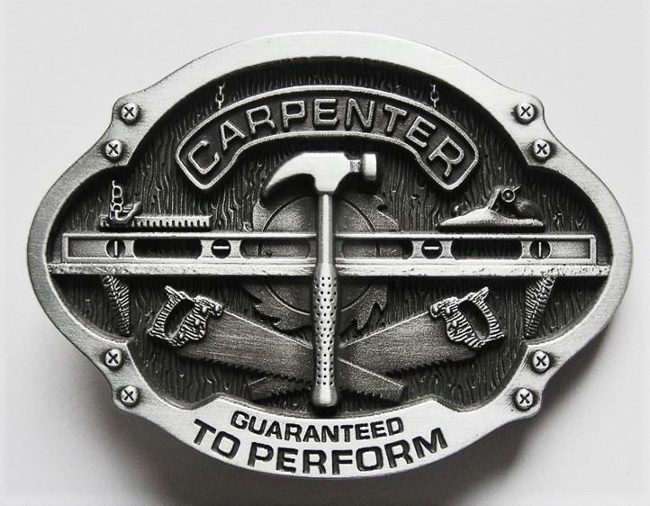 NEW 3-D CARPENTER HAMMER SAW COLOR SILVER TOOLS WOOD LEVEL BELT BUCKLE