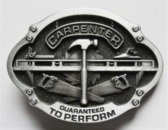 NEW 3-D CARPENTER HAMMER SAW COLOR SILVER TOOLS WOOD LEVEL BELT BUCKLE