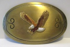 American Bald Eagle Bird Metal & Enamel Western Style Belt Buckle