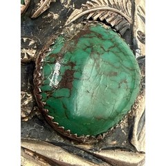 Vintage Sterling Silver Navajo Style Turquoise Coral Belt Buckle