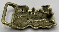 VINTAGE Solid Brass Train Belt Buckle Locomotive Engine Steam