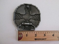 NEW Jean&rsquo;s Friend Belt Buckle Celtic Cross and Intricate knot work dark red