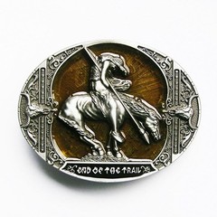 NEW INDIAN COWBOY HORSE TRAIL SKULL YELLOW BELT BUCKLE