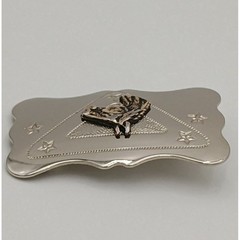 Chambers Belt Co Western Horse Head Belt Buckle Silver Gold Tone Stars USA Made