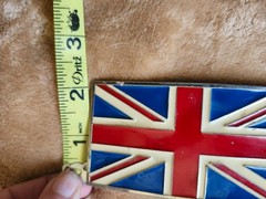 Union Jack British Flag Enamel Belt Buckle Red White Blue 4 x 3&Prime;