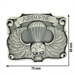 Airborne Sterling Silver 925 Skull Belt Buckle US Army Ranger Parachutist