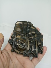 Vtg. Install 1978 Bronze Locomotive Train Belt Buckle. Antiq Finish.#1142. Heavy
