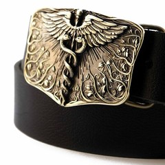 Medical brass belt buckle Caduceus, Handmade physician Medical Corps buckle