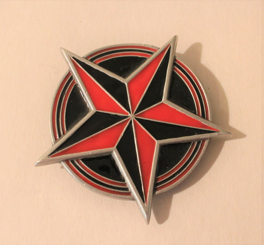 Nautical Star Red/Black Belt Buckle 2002 Great American Products Fine Pewter