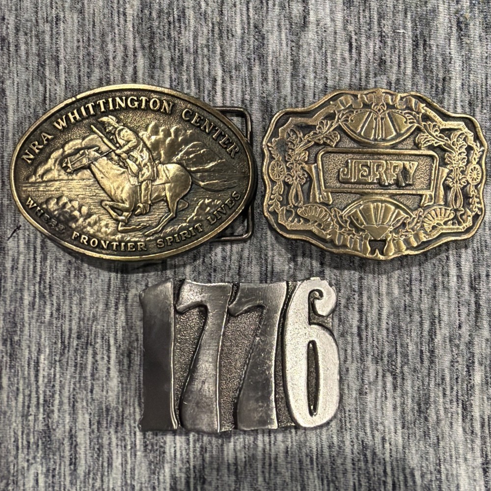Belt Buckle Lot Of 3 NRA 1776 Jerry
