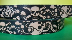 SKULLS SKULLS SULLS Genuine Cowhide Leather Belt & Skull Detail Epoxy Buckle