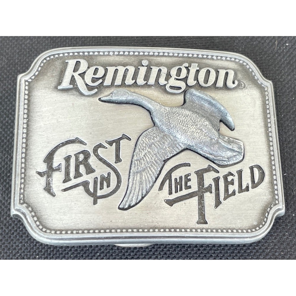 Vintage 1980 Remington Sid Bell Canada Goose Belt Buckle First In The Field USA