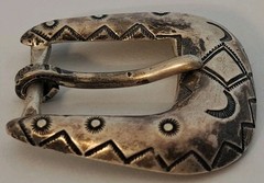 Native American OLD PAWN Navajo Sterling Silver Hand Stamped Belt Buckle OLD