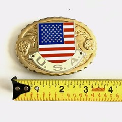 USA American Flag Belt Buckle 3.5” Made in USA