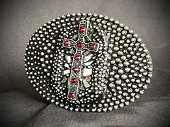 Handmade Oval Cross Belt Buckle Gothic Rock Metal Darren McNeese