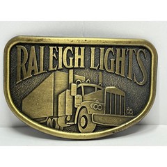 Vintage Raleigh Lights Semi Truck Belt Buckle Metal Antique Western Trucker