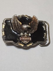 Vtg Belt Buckle Metal Eagle 1984 Lacqured Ride Made In USA Motorcycle 10811