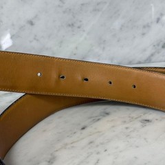 GUCCI buckle belt GG Logo Gold hardware Brown Leather Made in Italy Authentic