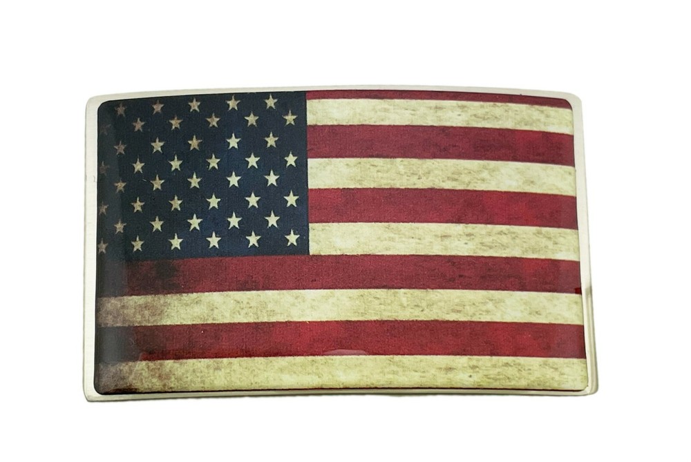 Men Women Silver Metal Western Belt Buckle United States America Flag USA July 4