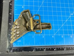 Winged Gun Flying Pistol Handgun Figural Cutout Brass Tone 4&Prime; Wide Belt Buckle