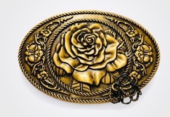 Lot of 2 Rose Floral Belt Buckles Gold Silver Tone Western Cowgirl Rodeo