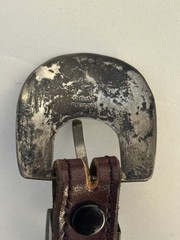Chacon Unisex Size 30 Red or Brown Leather Sterling Silver Buckle Belt