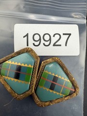 Vintage Womens Buckle Gold Tone Plaid Made in Czechoslovakia