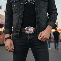 Men Women Silver Metal Belt Buckle Skull Skeleton Fingers Bones Oval USA Flag