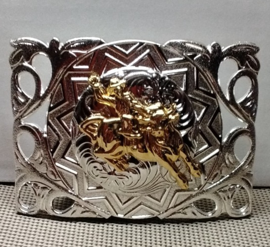 BULL RIDING COWBOY Western Belt Buckle Hebilla Vaquera