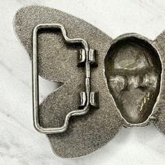 Skull Butterfly Belt Buckle Silver Tone Gothic Punk Statement