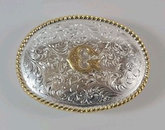 NOCONA Western Floral Scroll & « G » Initial Oval Belt Buckle☆NIB☆☆☆☆☆