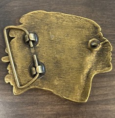 Vintage 1970s Brass Indian Head Motorcycle Belt Buckle 3 1/4&Prime; Wide #2