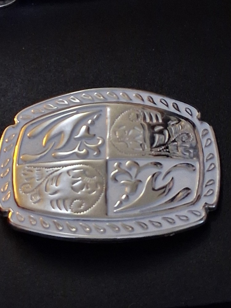 Belt Buckle Silver on White Western/Cowboy Vintage New Never used Made in USA