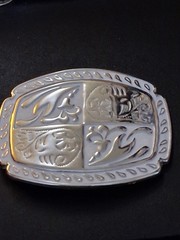 Belt Buckle Silver on White Western/Cowboy Vintage New Never used Made in USA