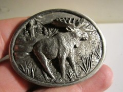 VINTAGE MOOSE ANIMAL SCENE HIGH RELIEF BELT BUCKLE HEAVY – GW-16