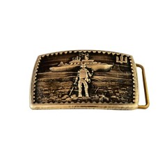 Brass belt buckle « Russian warship go .. » Solid Hand Cast Brass.