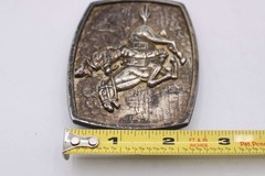 Vintage Western Cowboy Horse Pony Express Ranch Belt Buckle Metal Pewter Brass