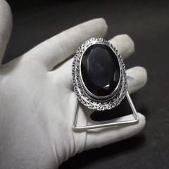 Vintage Western Belt Buckle Black Onyx Stone Silver Tone Cowboy Rodeo Boho