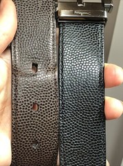 Salvatore Ferragamo Gun Metal tone Buckle black Brown leather removable belt
