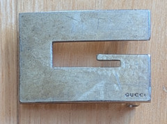 Authentic Gucci « G » Logo Chrome Silver Chrome Men&rsquo;s Belt Buckle