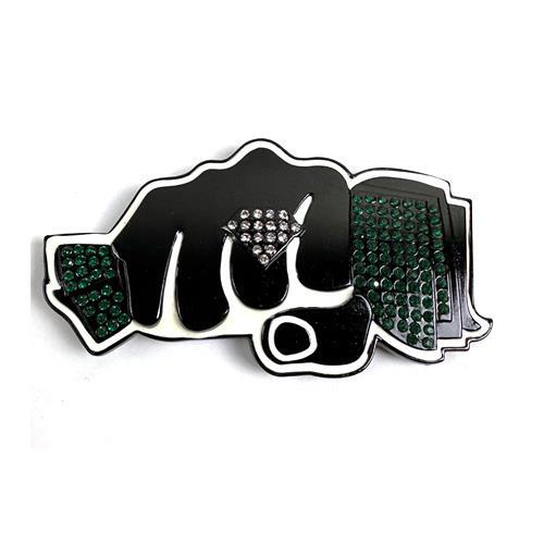 Green Rhinestones Money Clear Diamond Knuckle Fist HIP HOP Black Men Belt Buckle